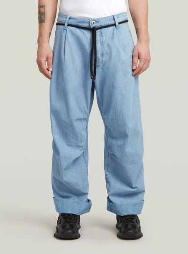 Pleated Denim Jeans